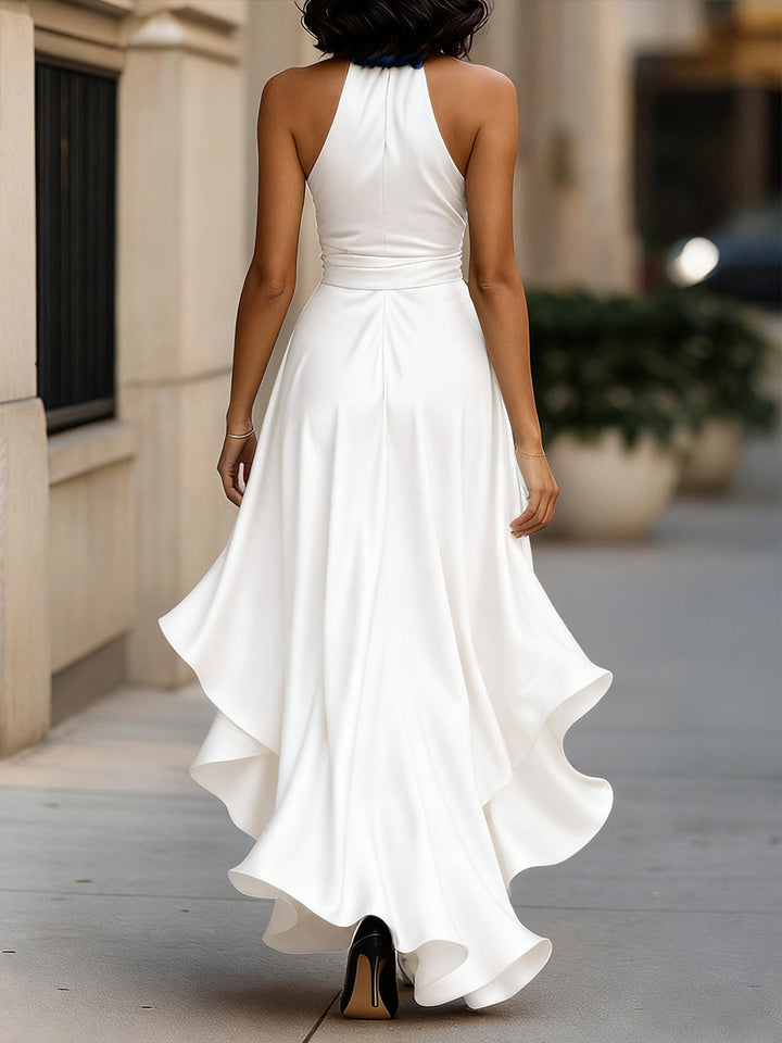 Ella – Abito ruffle in satin eleganza di mezzanotte