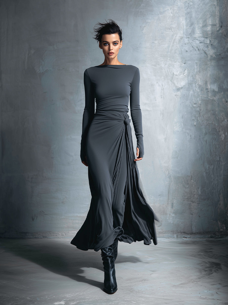 Isabella – Abito maxi con nodo laterale
