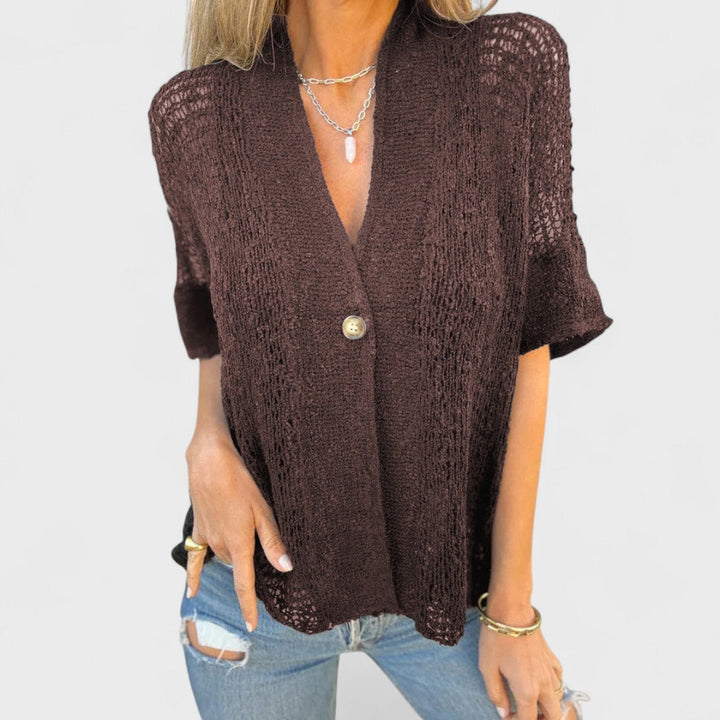 Valeria – Maglia a tinta unita da donna con un bottone