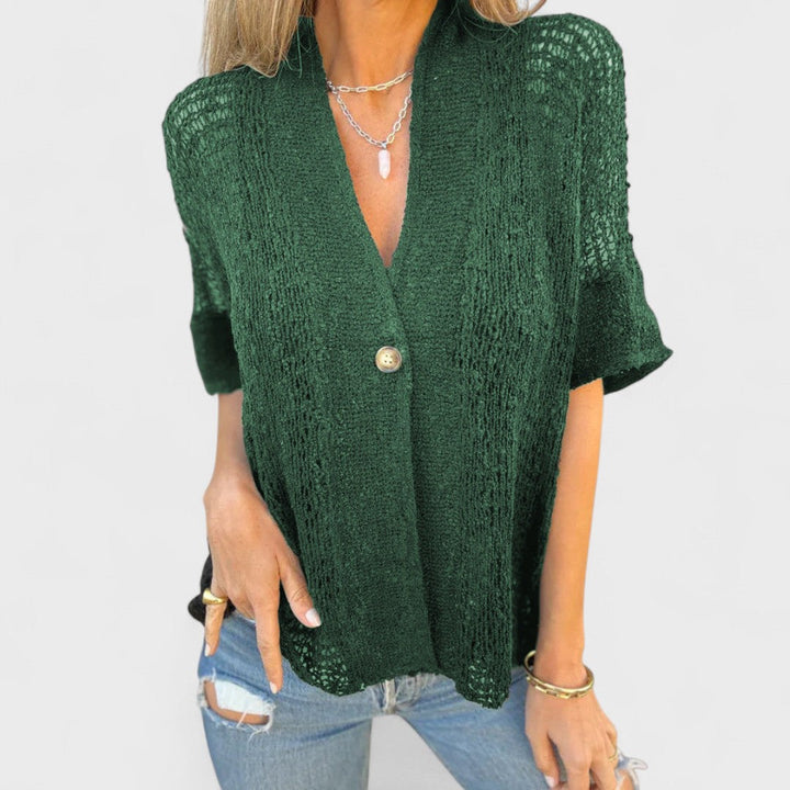 Valeria – Maglia a tinta unita da donna con un bottone