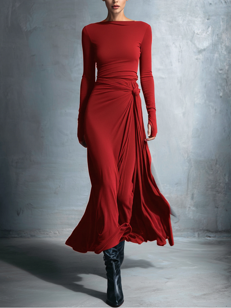 Isabella – Abito maxi con nodo laterale