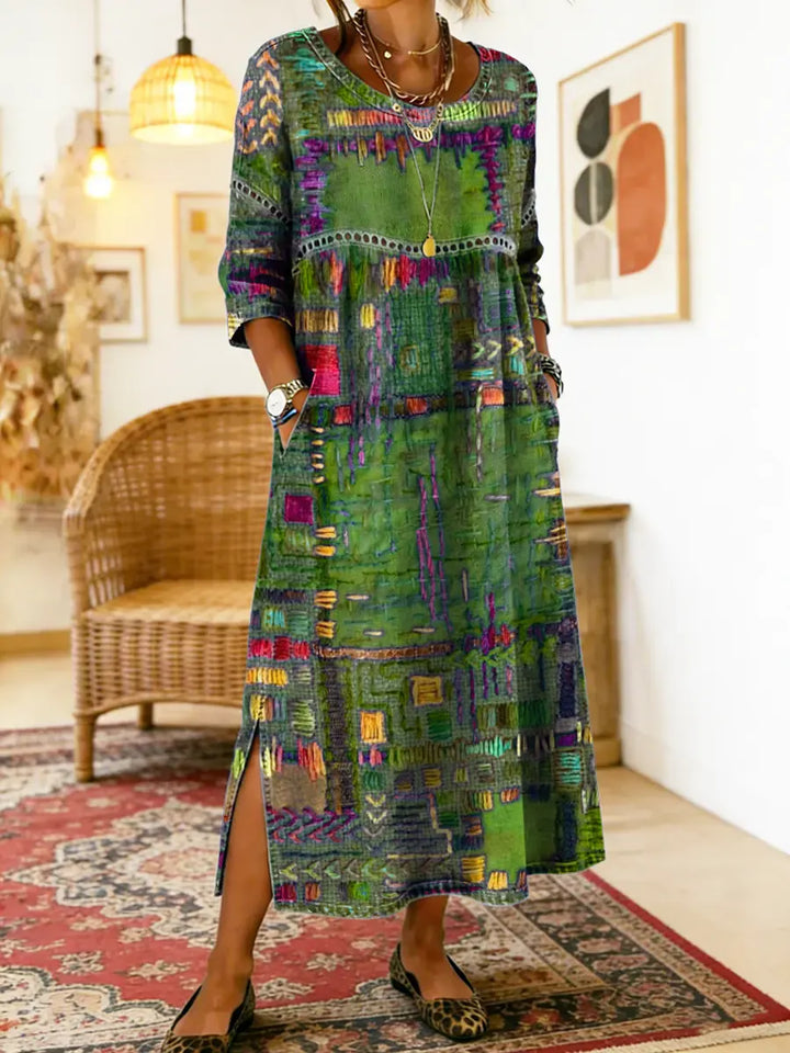 Manuela – Vestito in denim con patchwork etnico