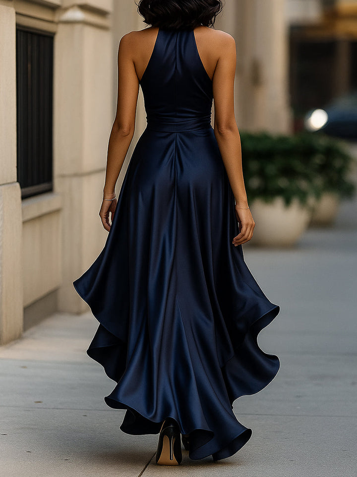 Ella – Abito ruffle in satin eleganza di mezzanotte