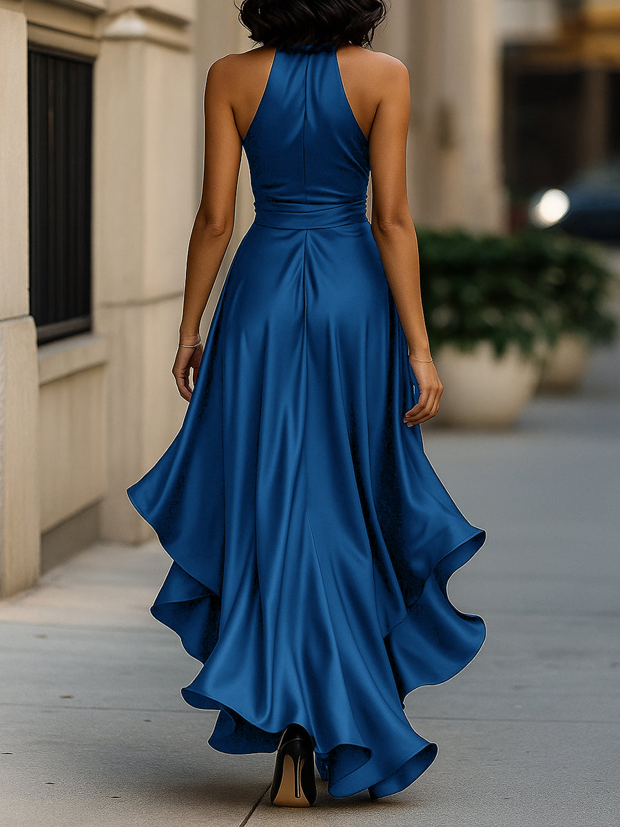 Ella – Abito ruffle in satin eleganza di mezzanotte