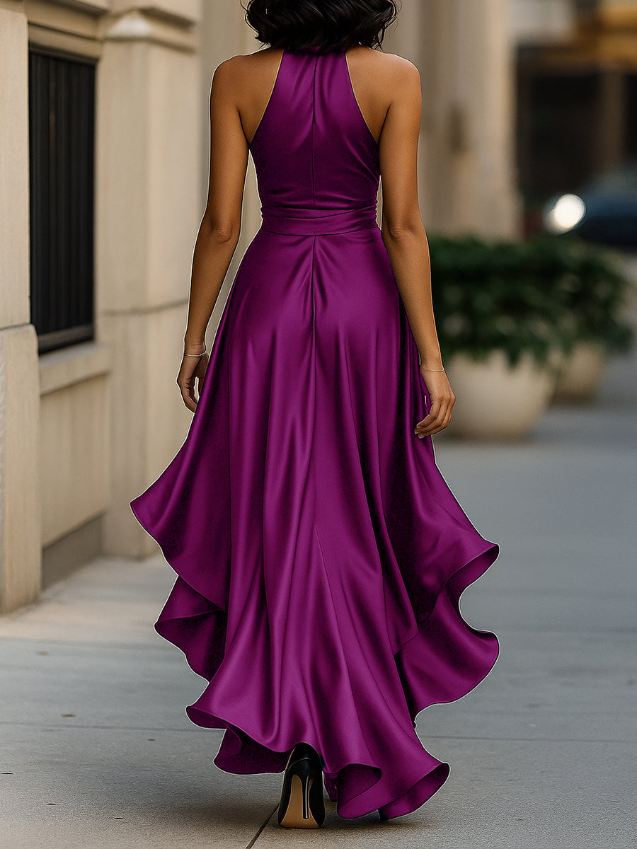 Ella – Abito ruffle in satin eleganza di mezzanotte