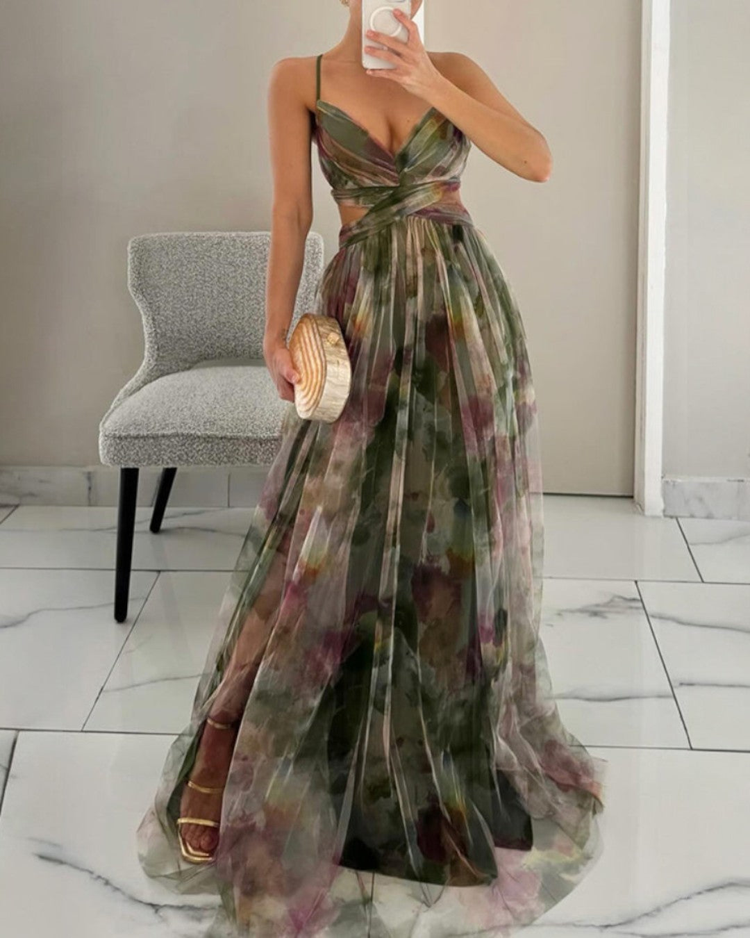 Claudia – Vestito lungo incantevole con stampa floreale