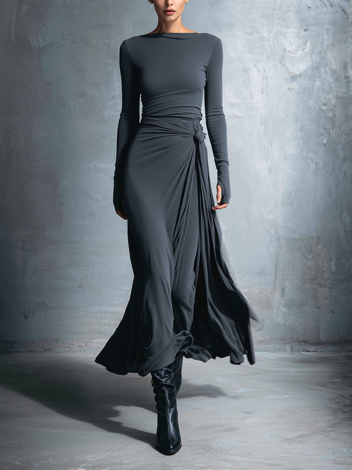 Isabella – Abito maxi con nodo laterale