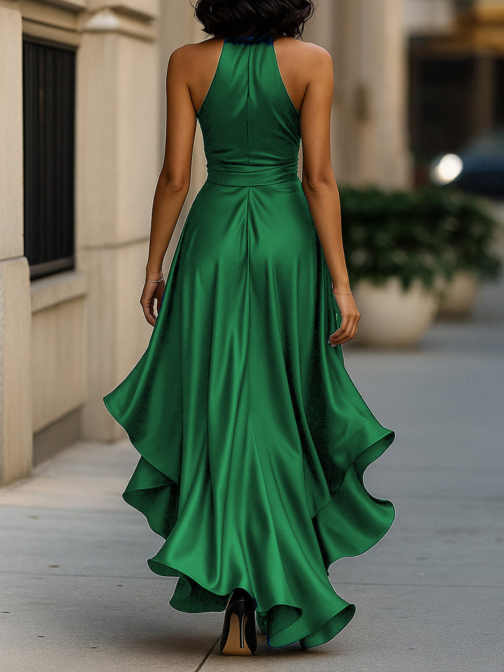 Ella – Abito ruffle in satin eleganza di mezzanotte