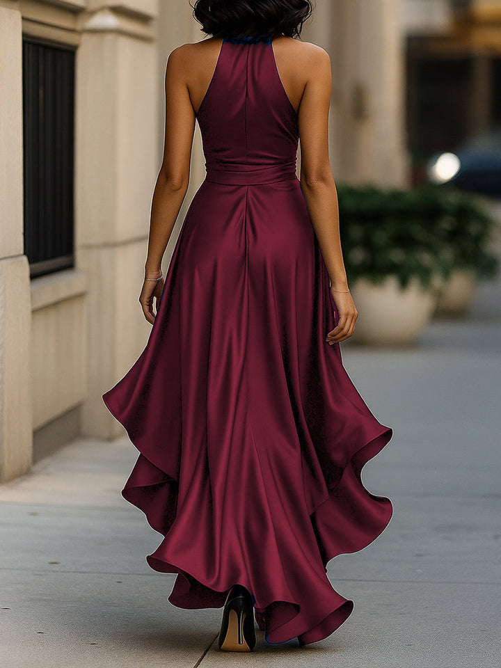 Ella – Abito ruffle in satin eleganza di mezzanotte