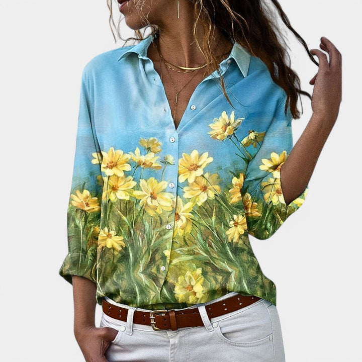 Tess – Camicetta da donna con maniche lunghe e stampa elegante