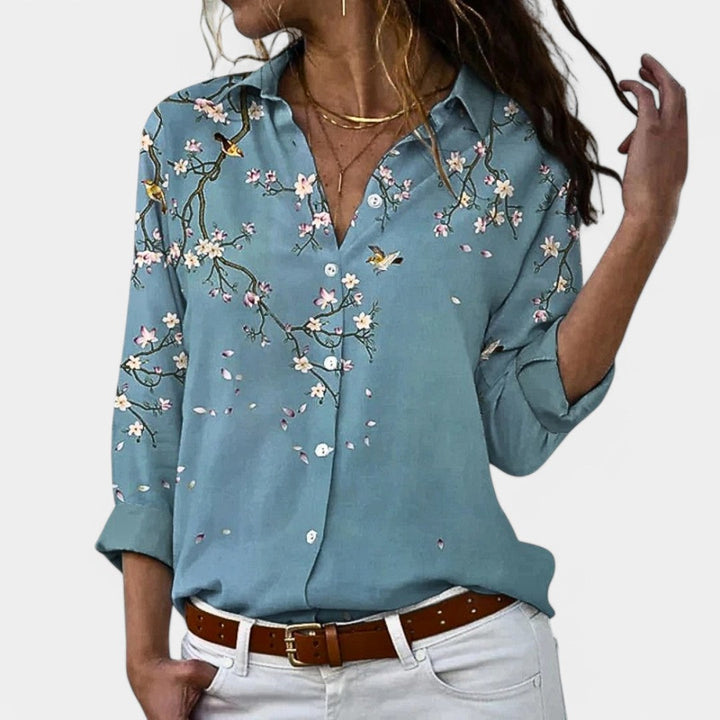 Tess – Camicetta da donna con maniche lunghe e stampa elegante