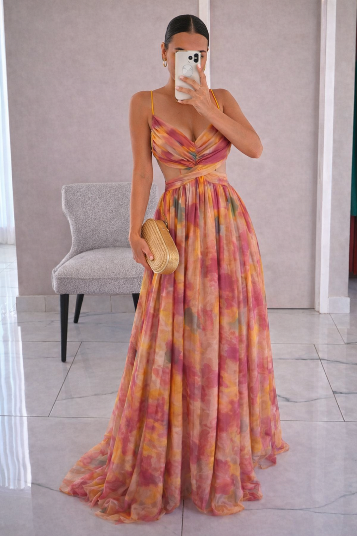 Claudia – Vestito lungo incantevole con stampa floreale