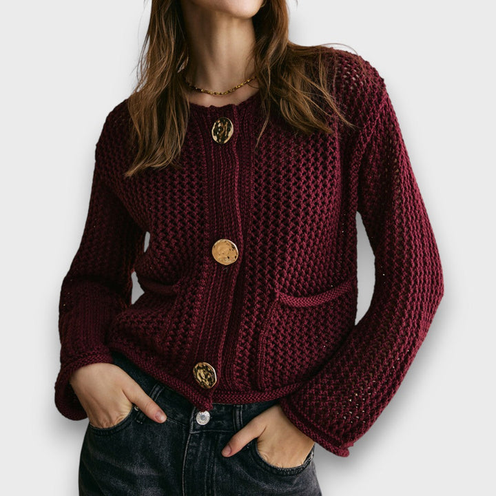 Jessa – Cardigan in rosso borgogna