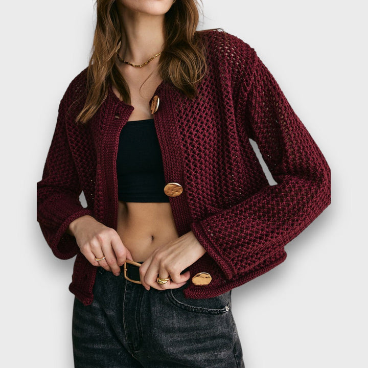 Jessa – Cardigan in rosso borgogna