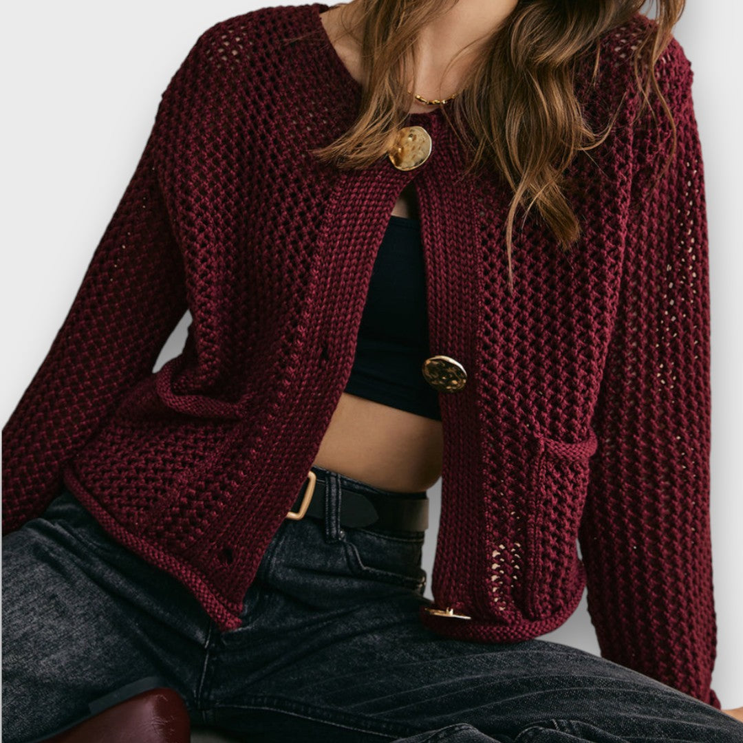 Jessa – Cardigan in rosso borgogna