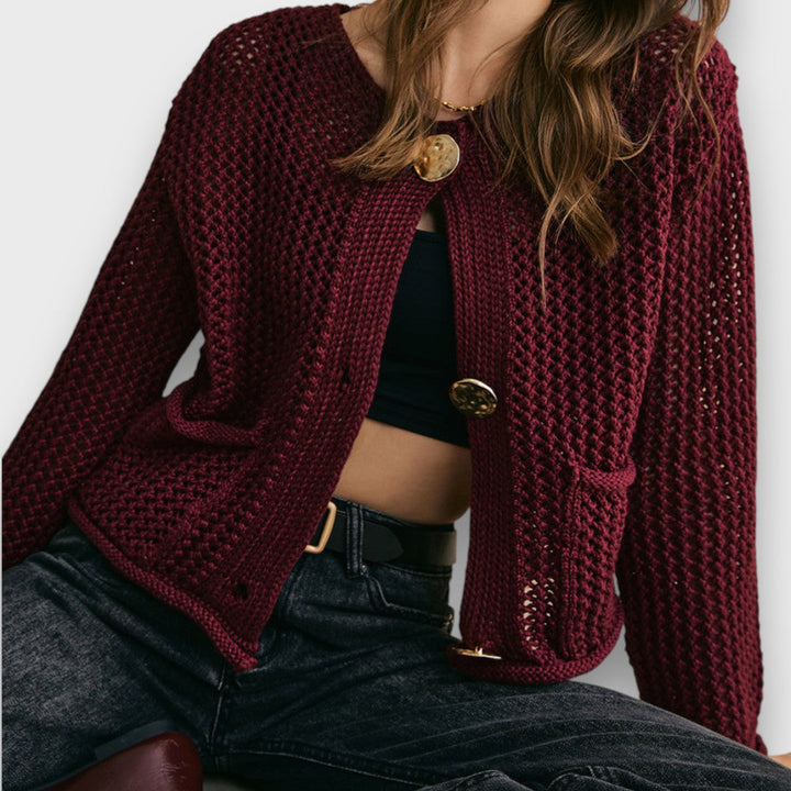 Jessa – Cardigan in rosso borgogna