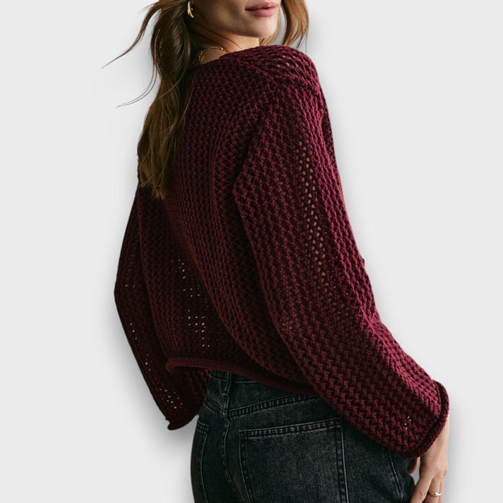 Jessa – Cardigan in rosso borgogna