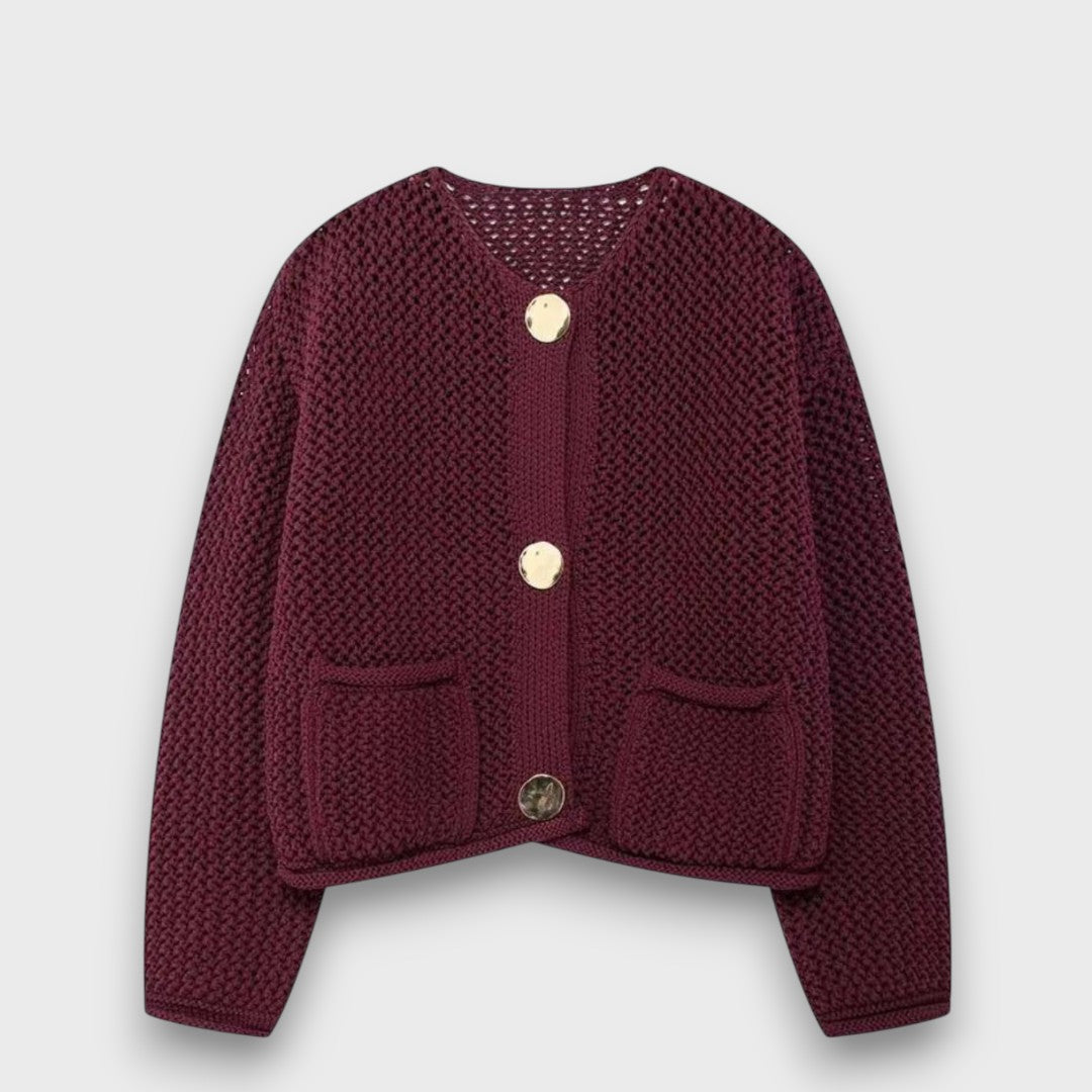 Jessa – Cardigan in rosso borgogna