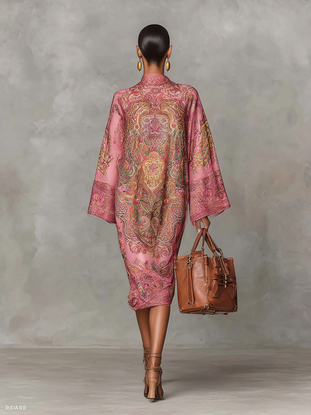 Alessandra – Abito midi loose a maniche lunghe con stampa paisley