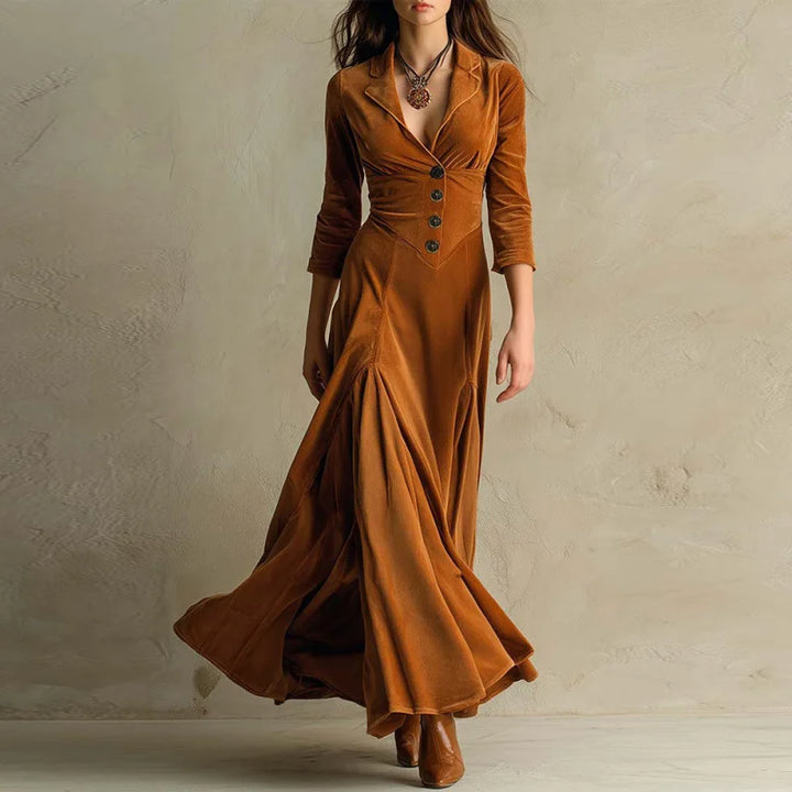 Mirella – Abito maxi in velluto senza tempo