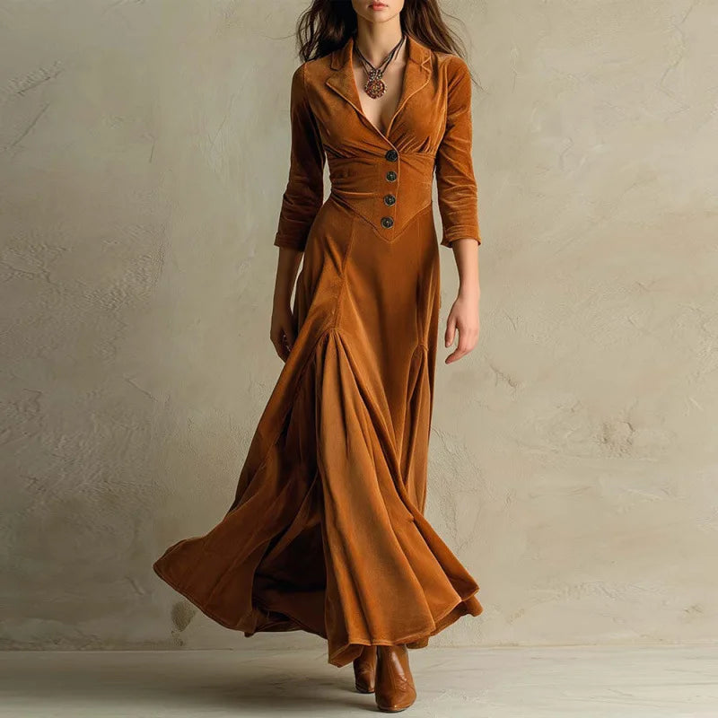 Mirella – Abito maxi in velluto senza tempo
