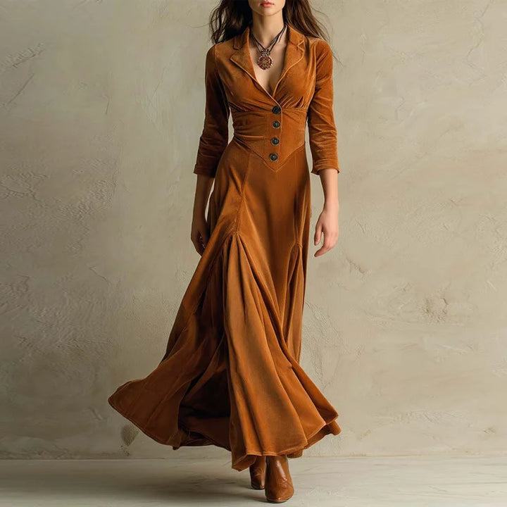 Mirella – Abito maxi in velluto senza tempo