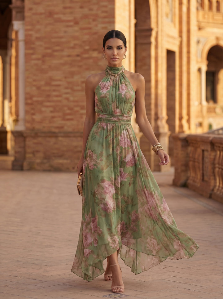 Olivia – Abito elegante in chiffon con dettagli floreali