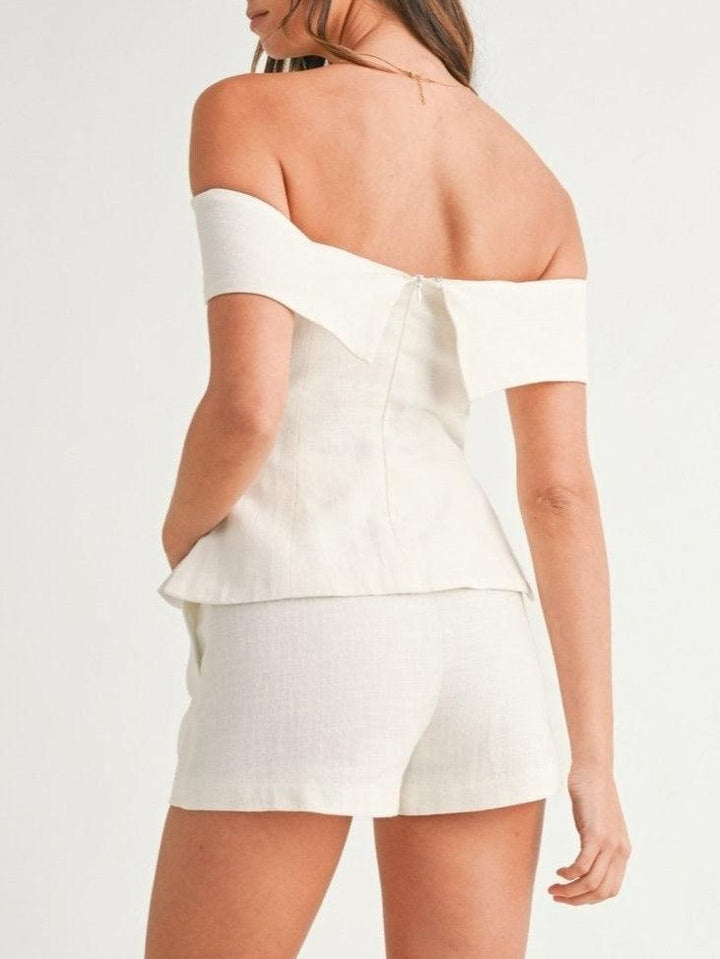 Clara – Completo due pezzi in cotone e lino bianco