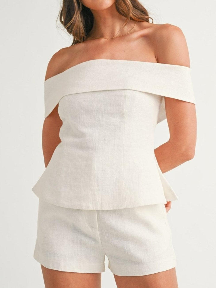 Clara – Completo due pezzi in cotone e lino bianco