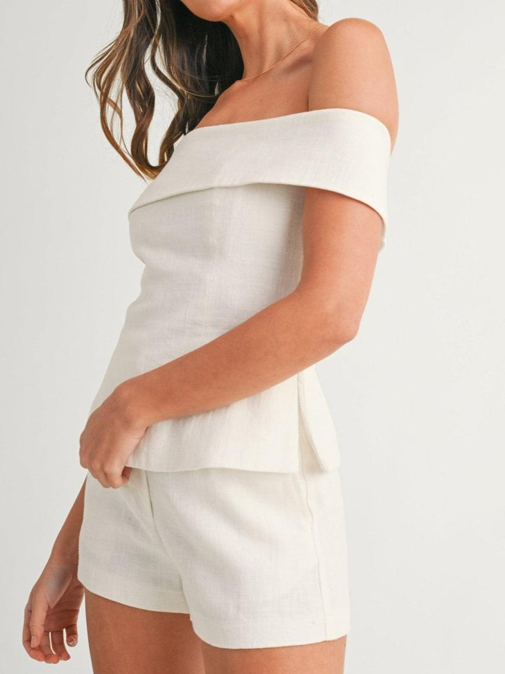 Clara – Completo due pezzi in cotone e lino bianco