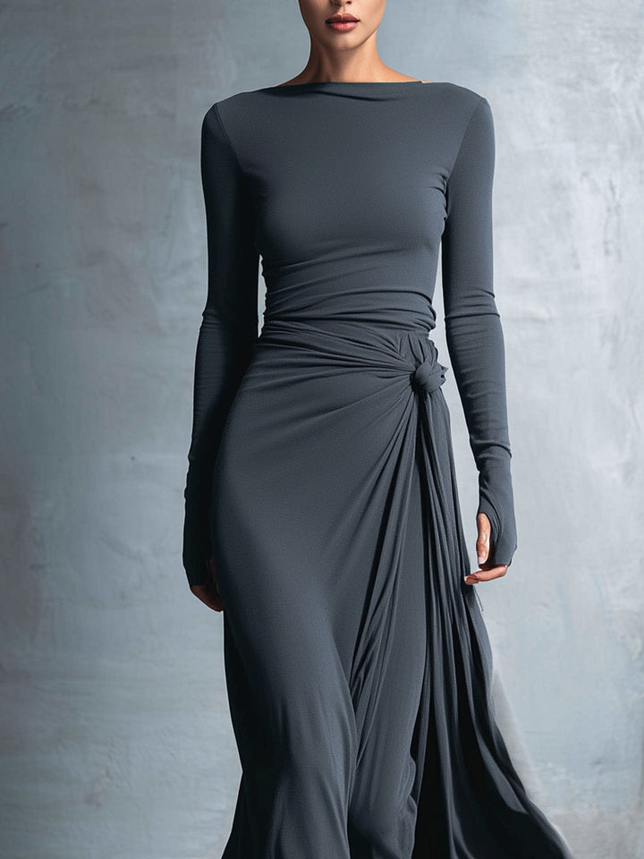 Isabella – Abito maxi con nodo laterale