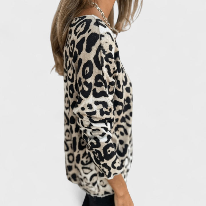 Elvéra – Top casual da donna con stampa leopardata