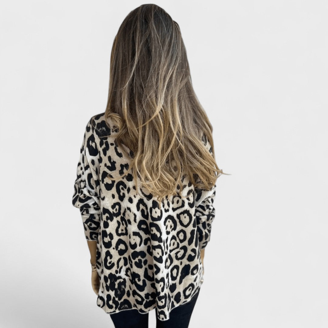 Elvéra – Top casual da donna con stampa leopardata