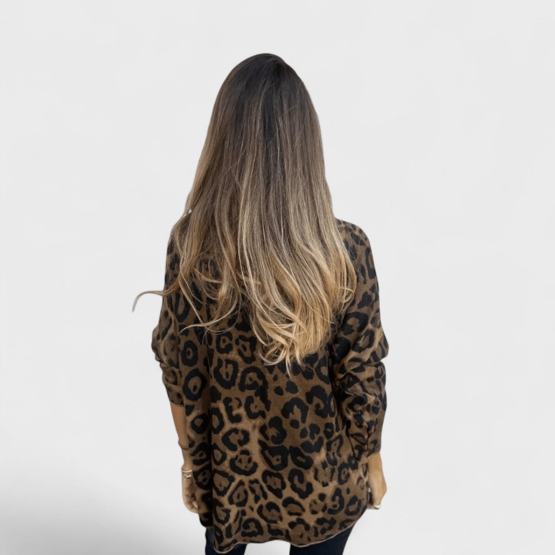 Elvéra – Top casual da donna con stampa leopardata