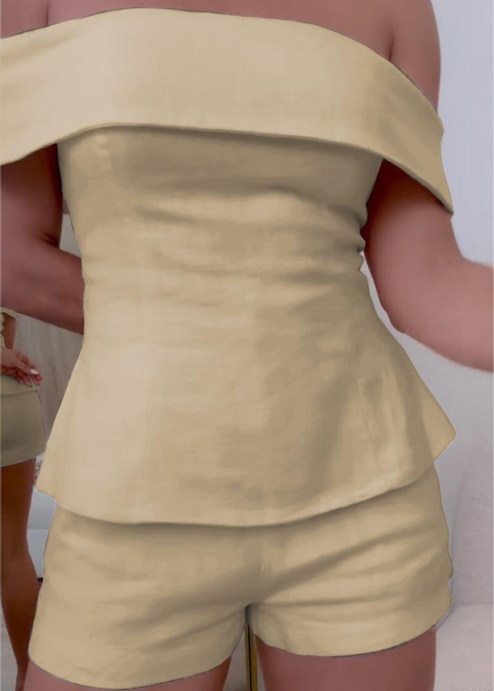 Clara – Completo due pezzi in cotone e lino bianco