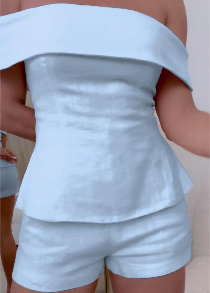 Clara – Completo due pezzi in cotone e lino bianco