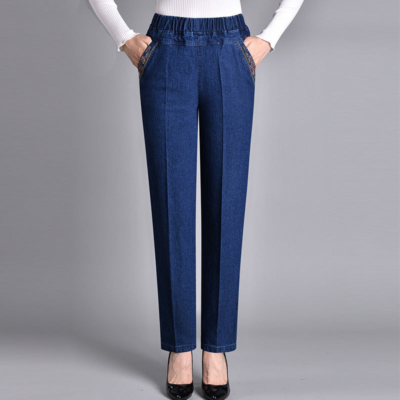 Luna – Jeans da donna con tasche laterali e vita elastica