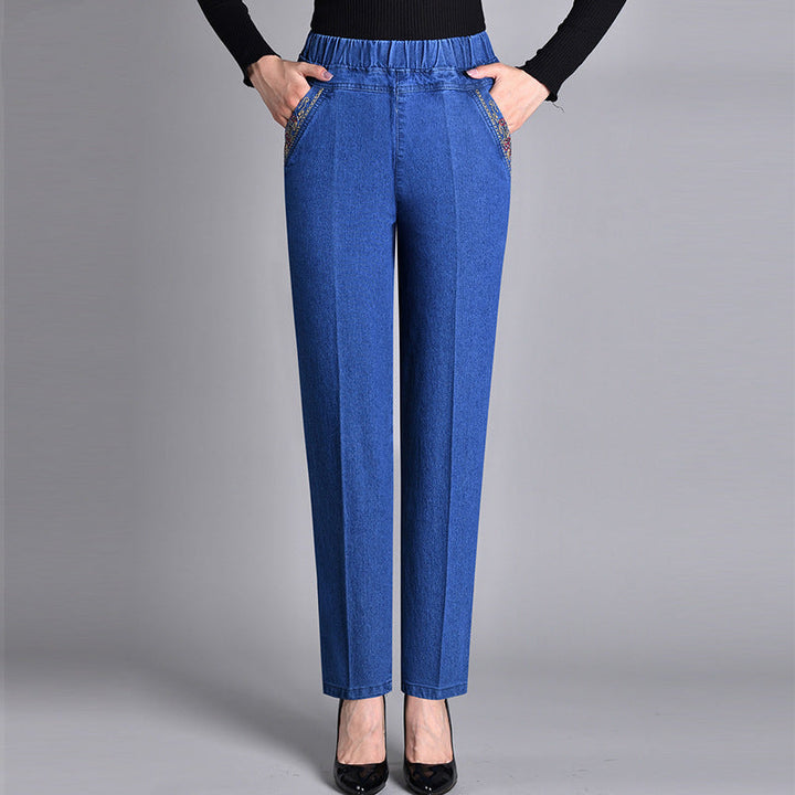 Luna – Jeans da donna con tasche laterali e vita elastica