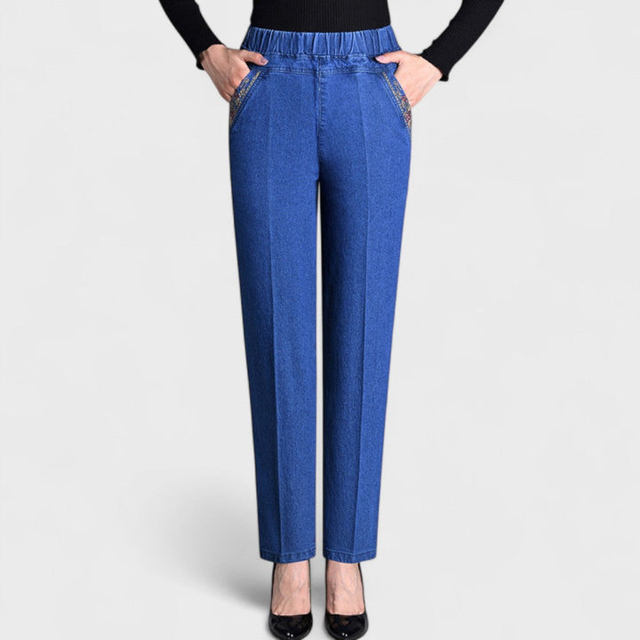 Maira – Jeans da donna con tasche laterali e vita elastica