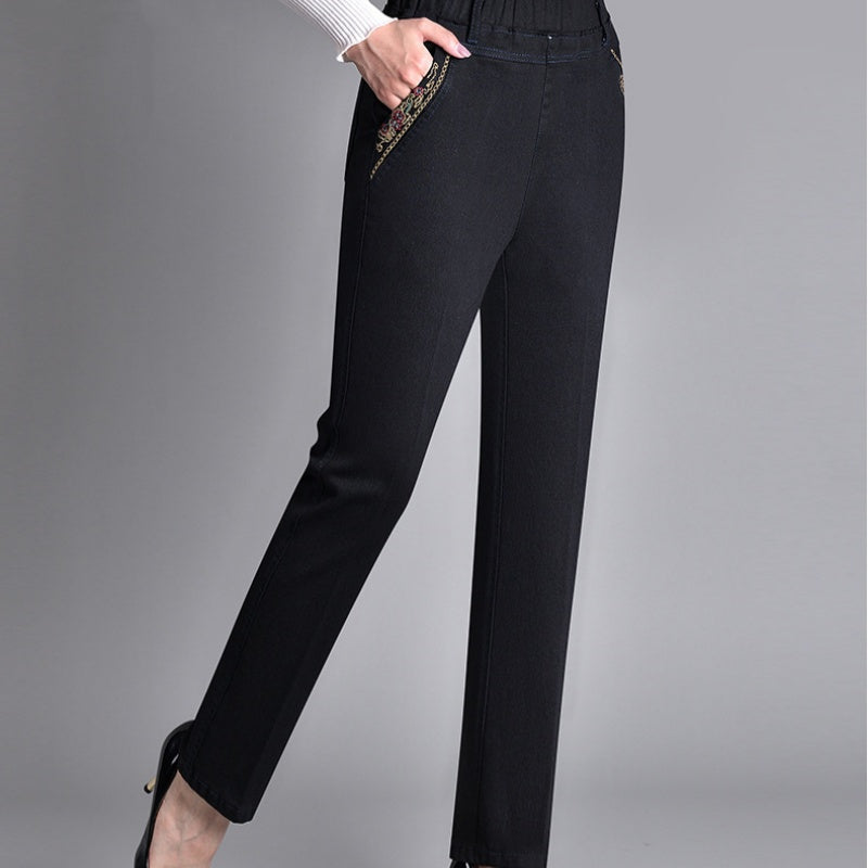 Luna – Jeans da donna con tasche laterali e vita elastica
