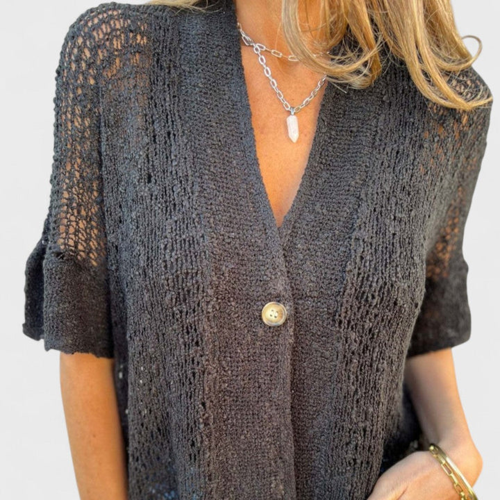 Valeria – Maglia a tinta unita da donna con un bottone