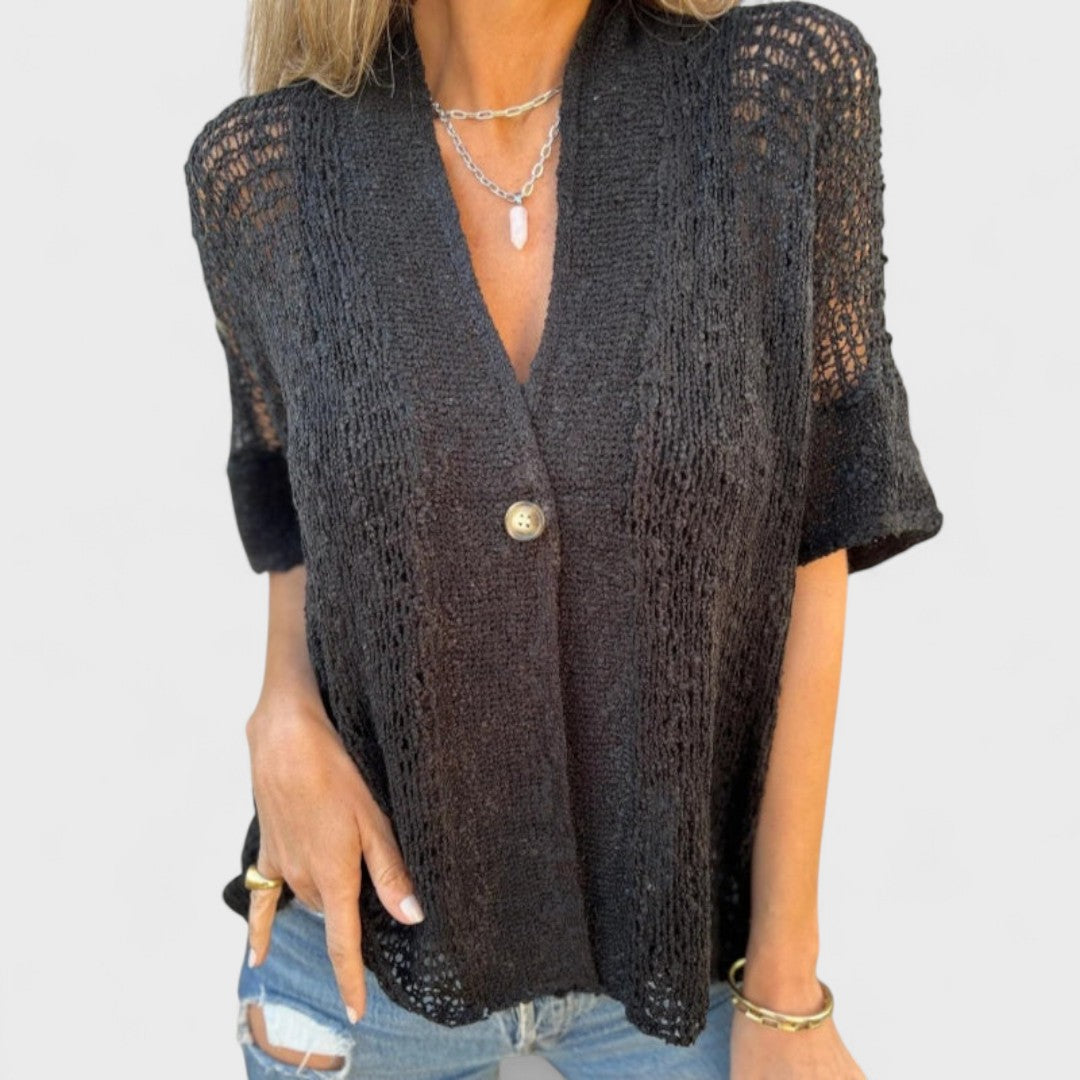 Valeria – Maglia a tinta unita da donna con un bottone